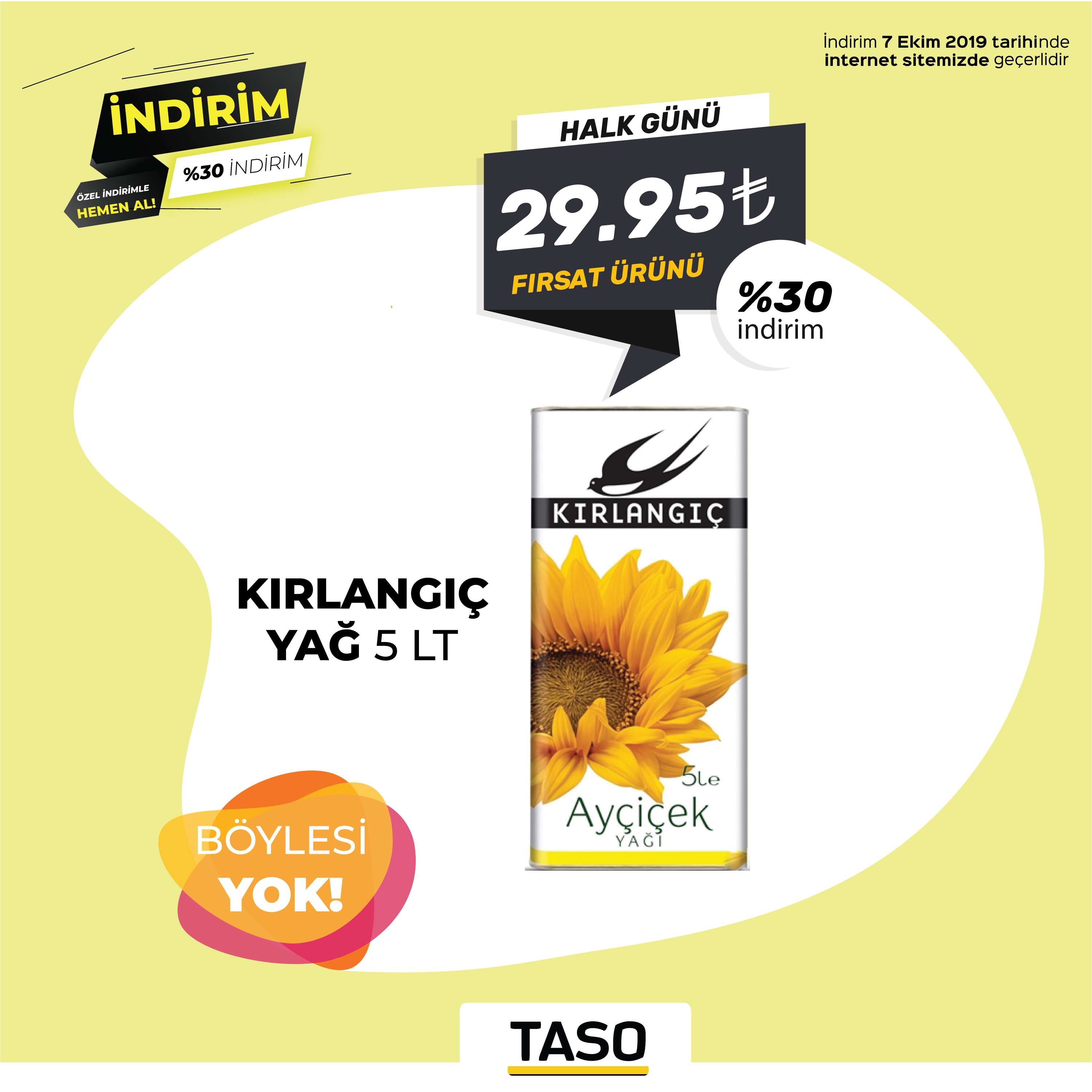 Büyük İndirim! Kırlangıç 5 LT Yağ Sadece 29.95₺