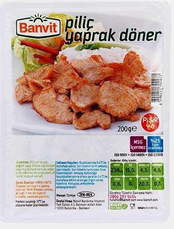 Banvit Yaprak Döner 200 GR için hemen sipariş verin, kapınıza getirelim! Banvit Yaprak Döner 200 GR