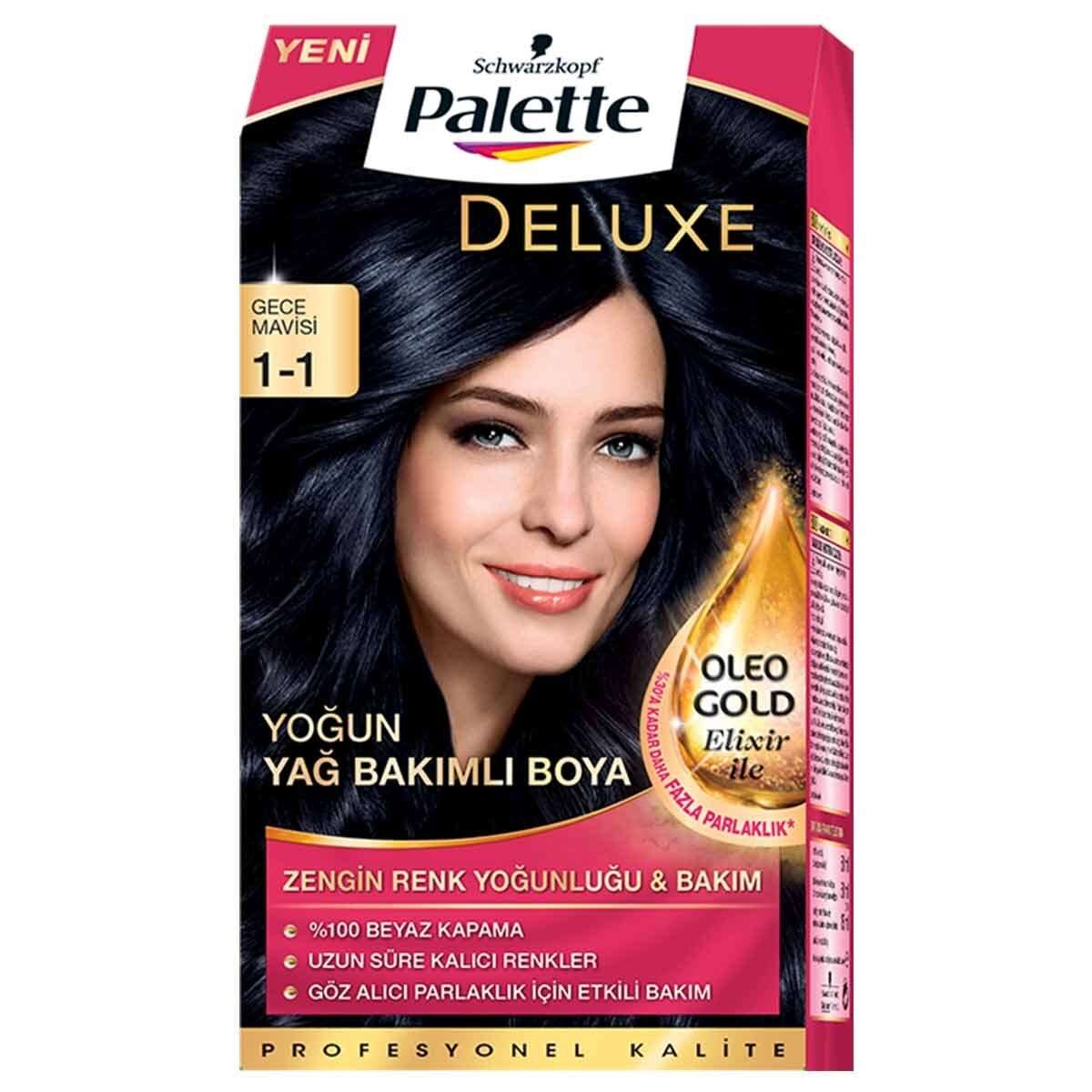 Palette Deluxe Krem Saç Boyası Gece Mavisi 1.1 için hemen sipariş verin, kapınıza getirelim! Palette Deluxe Krem Saç Boyası Gece Mavisi 1.1