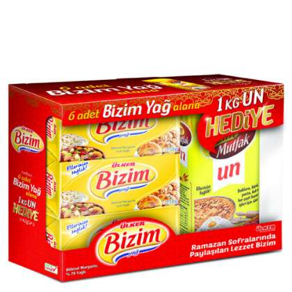 Bizim Margarin Yağ 6 LI 1 KG Hediyeli Un için hemen sipariş verin, kapınıza getirelim! Bizim Margarin Yağ 6 LI 1 KG Hediyeli Un