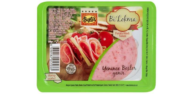 Beşler Bi Lokma Dilimli Fıstıklı Hindi Salam 50 Gr.