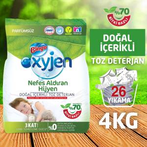 Bingo Oksijen Doğal İçerikli Toz Çamaşır Deterjanı 4 Kg için hemen sipariş verin, kapınıza getirelim! Bingo Oksijen Doğal İçerikli Toz Çamaşır Deterjanı 4 Kg