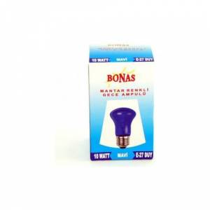 Bonas 10W E27 Mantar Gece Ampulü Mavi-3 Adet